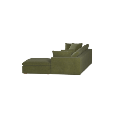 Canapé d'angle modulaire trois places Ari avec personnalisation complète du tissu