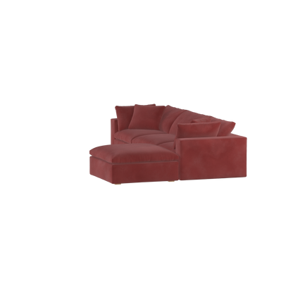 Canapé d'angle modulaire trois places Ari avec personnalisation complète du tissu