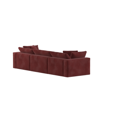 Canapé d'angle modulaire trois places Ari avec personnalisation complète du tissu