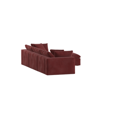 Canapé d'angle modulaire trois places Ari avec personnalisation complète du tissu