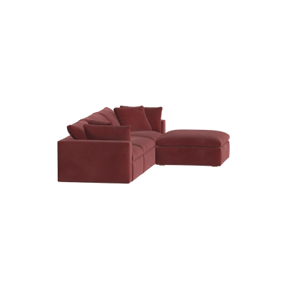 Canapé d'angle modulaire trois places Ari avec personnalisation complète du tissu