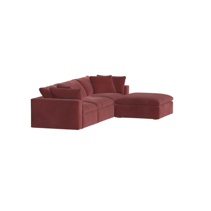 Canapé d'angle modulaire trois places Ari avec personnalisation complète du tissu