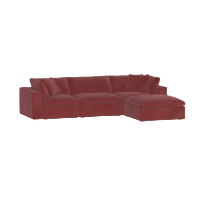 Canapé d'angle modulaire trois places Ari avec personnalisation complète du tissu