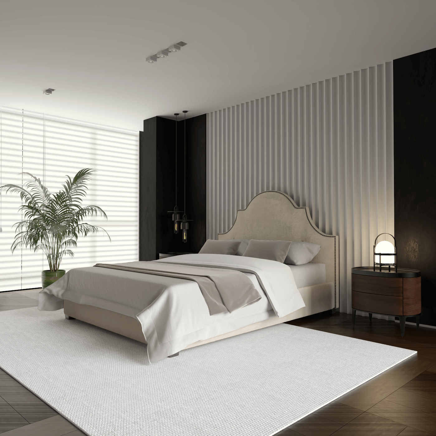 Ariana Double Bed with Elegant Headboard