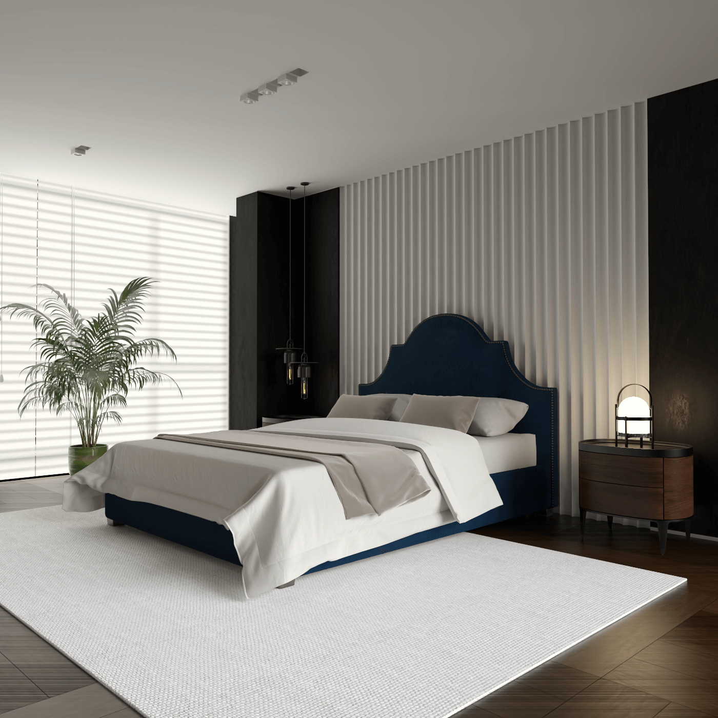 Ariana Double Bed with Elegant Headboard