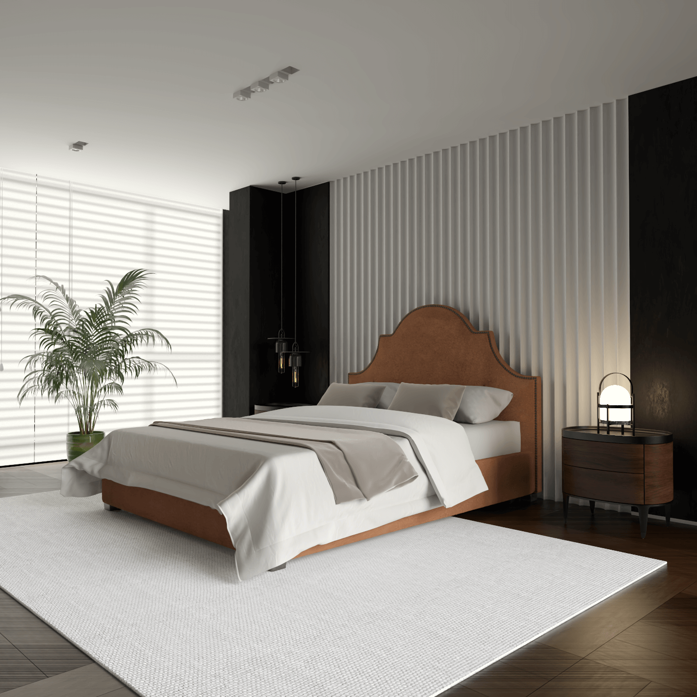 Ariana Double Bed with Elegant Headboard