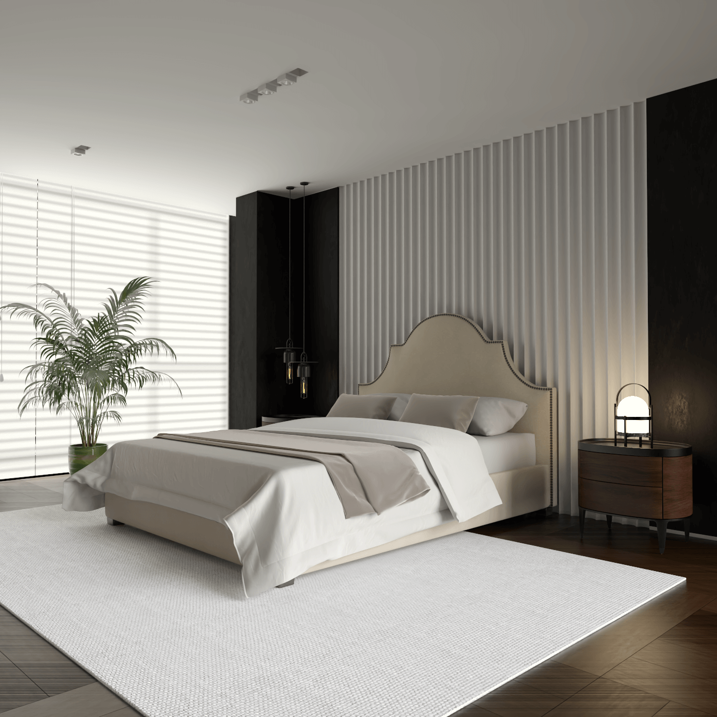 Ariana Double Bed with Elegant Headboard