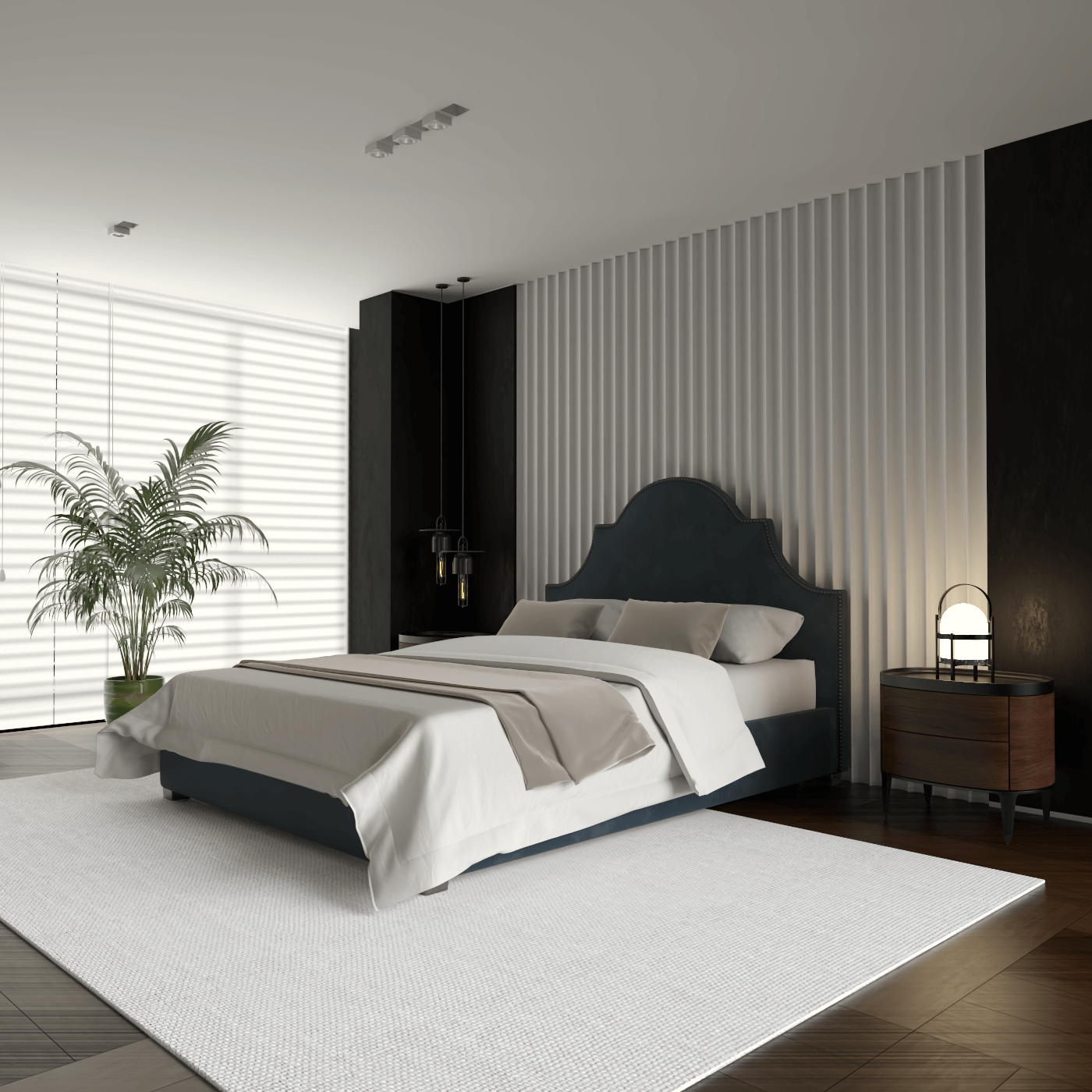 Ariana Double Bed with Elegant Headboard