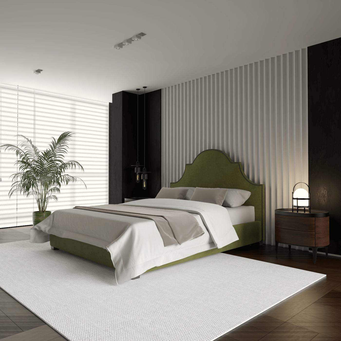 Ariana Double Bed with Elegant Headboard