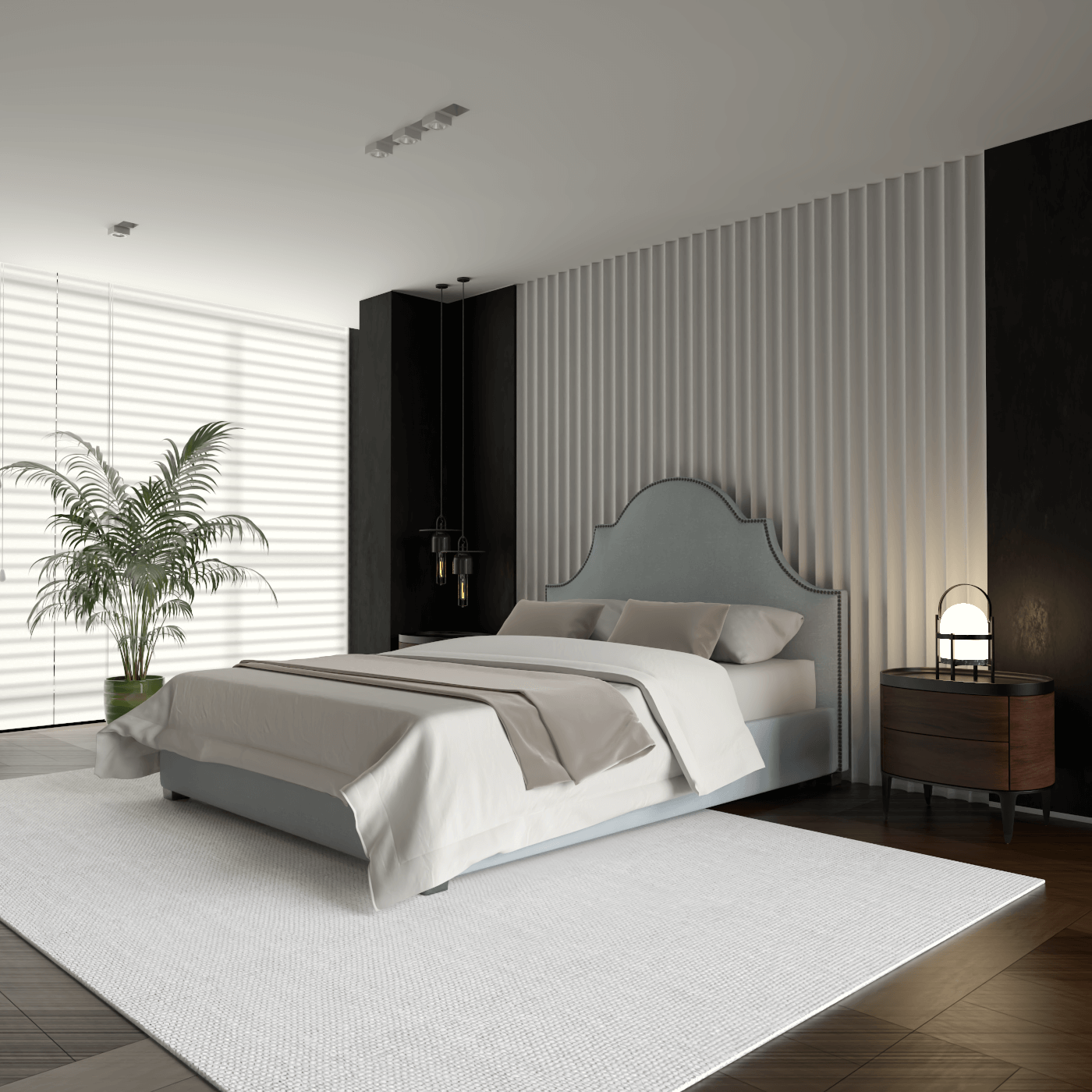 Ariana Double Bed with Elegant Headboard