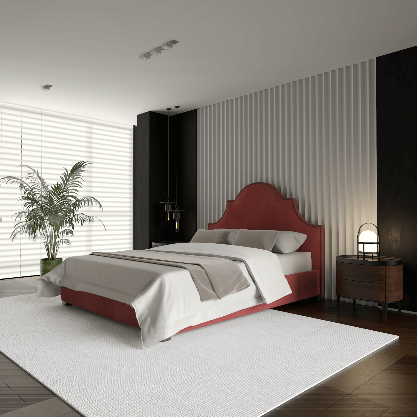 Ariana Double Bed with Elegant Headboard