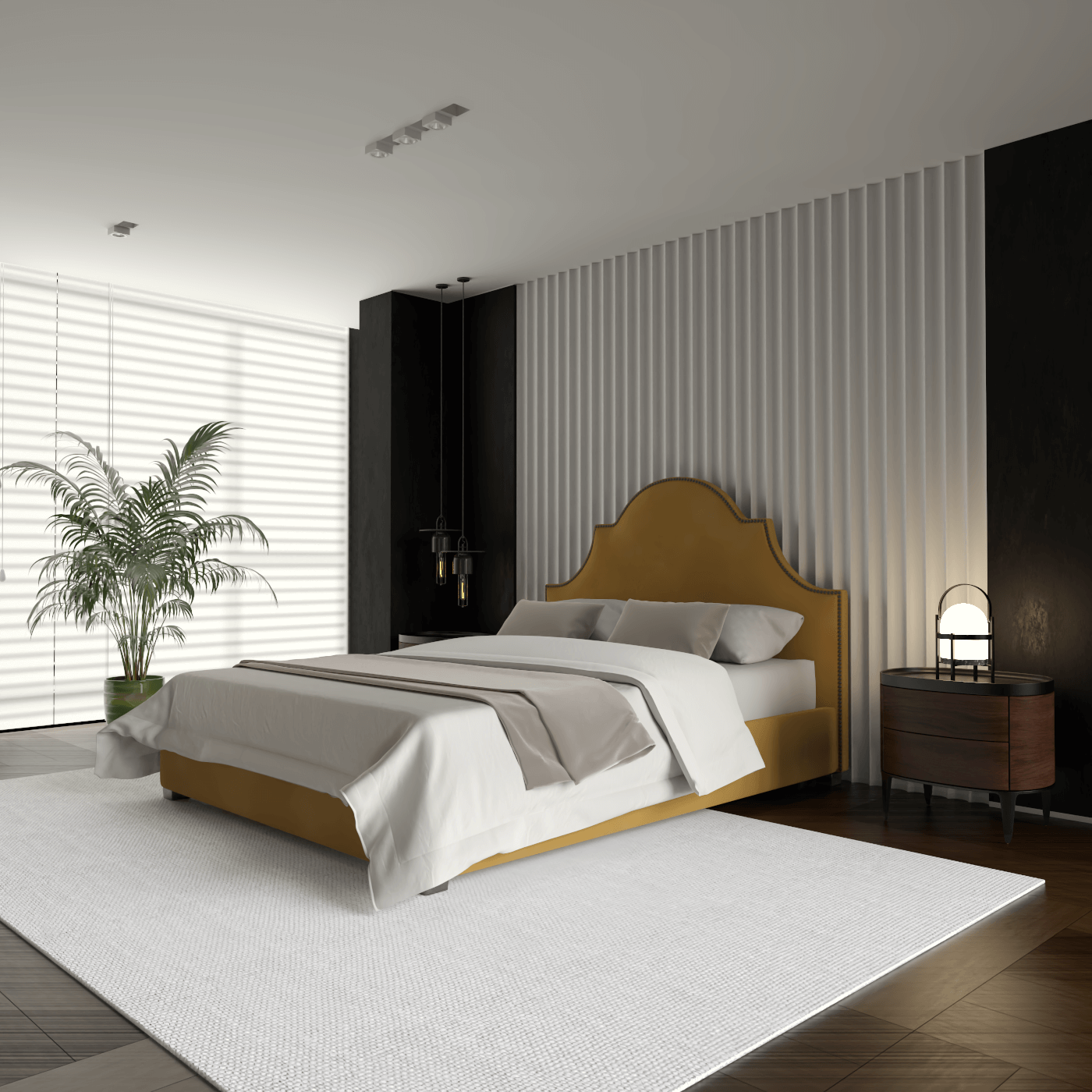Ariana Double Bed with Elegant Headboard