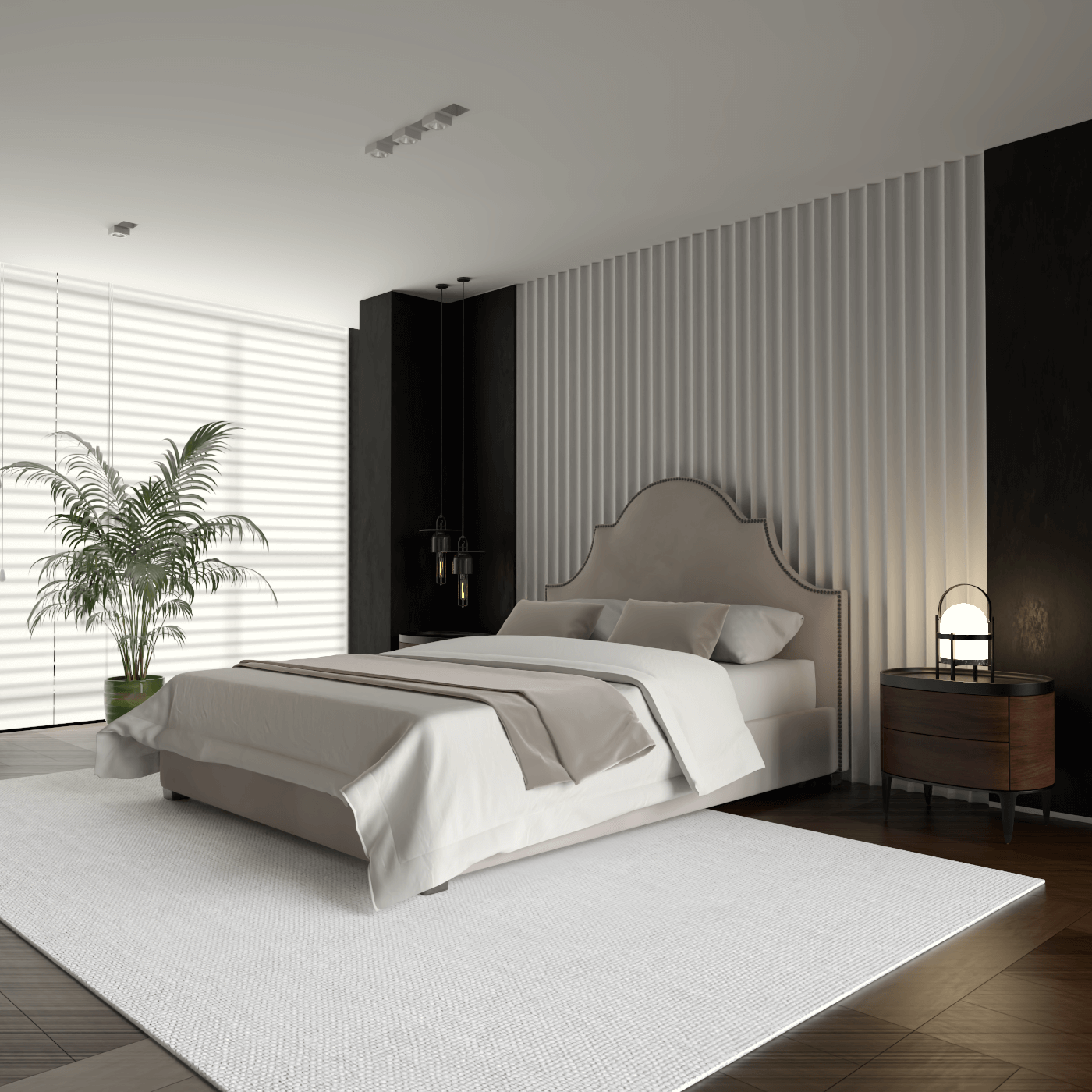 Ariana Double Bed with Elegant Headboard