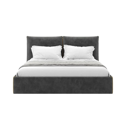 Lit double Ariel avec tête de lit rembourrée et cadre fin