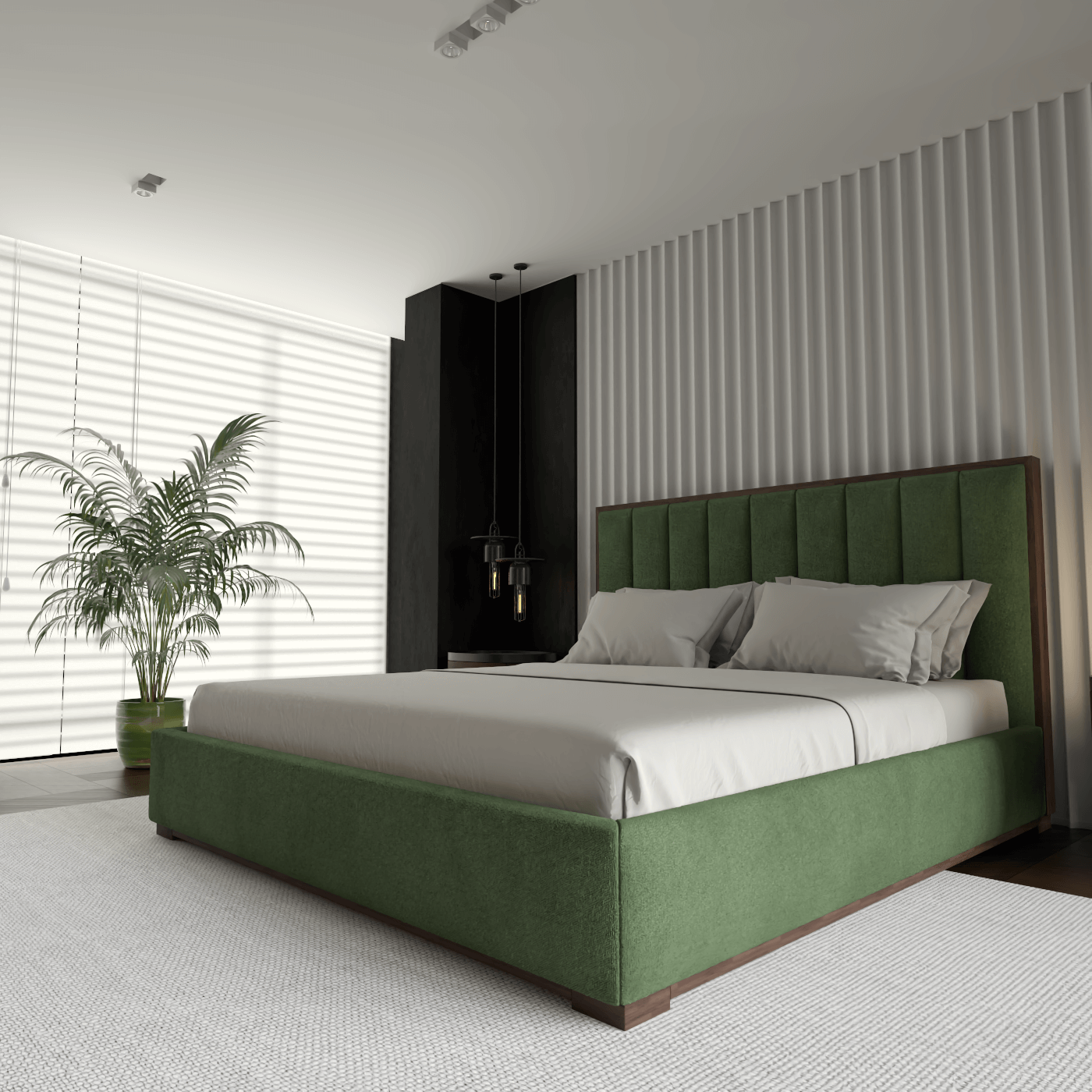 Ava Bed with Framed Vertical Headboard Panels