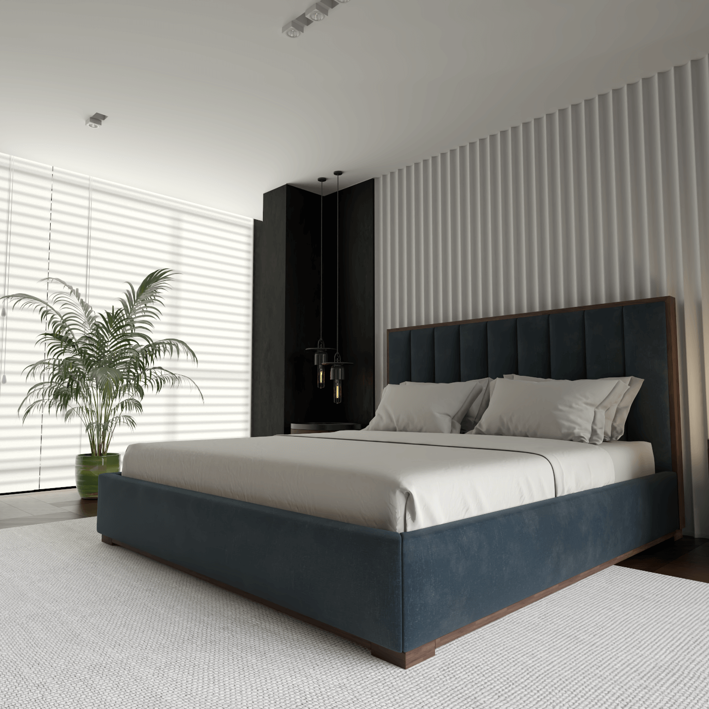 Ava Bed with Framed Vertical Headboard Panels
