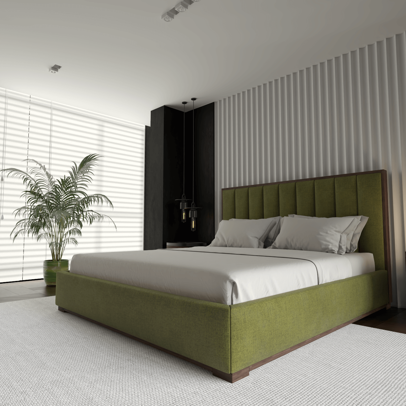 Ava Bed with Framed Vertical Headboard Panels