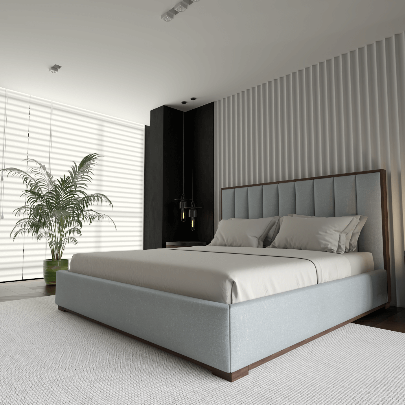 Ava Bed with Framed Vertical Headboard Panels