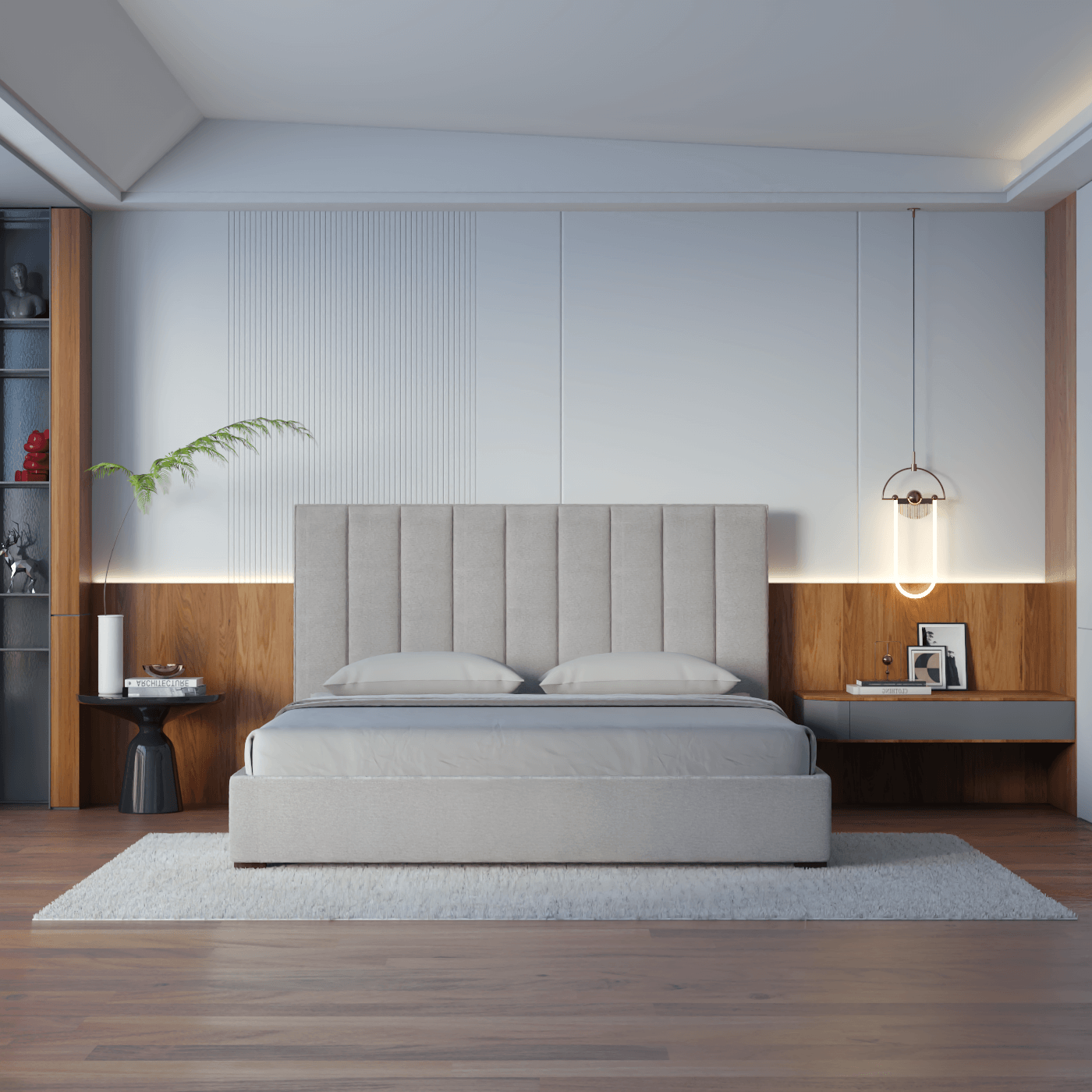 Ava High Headboard Bed in Luxe Fabric