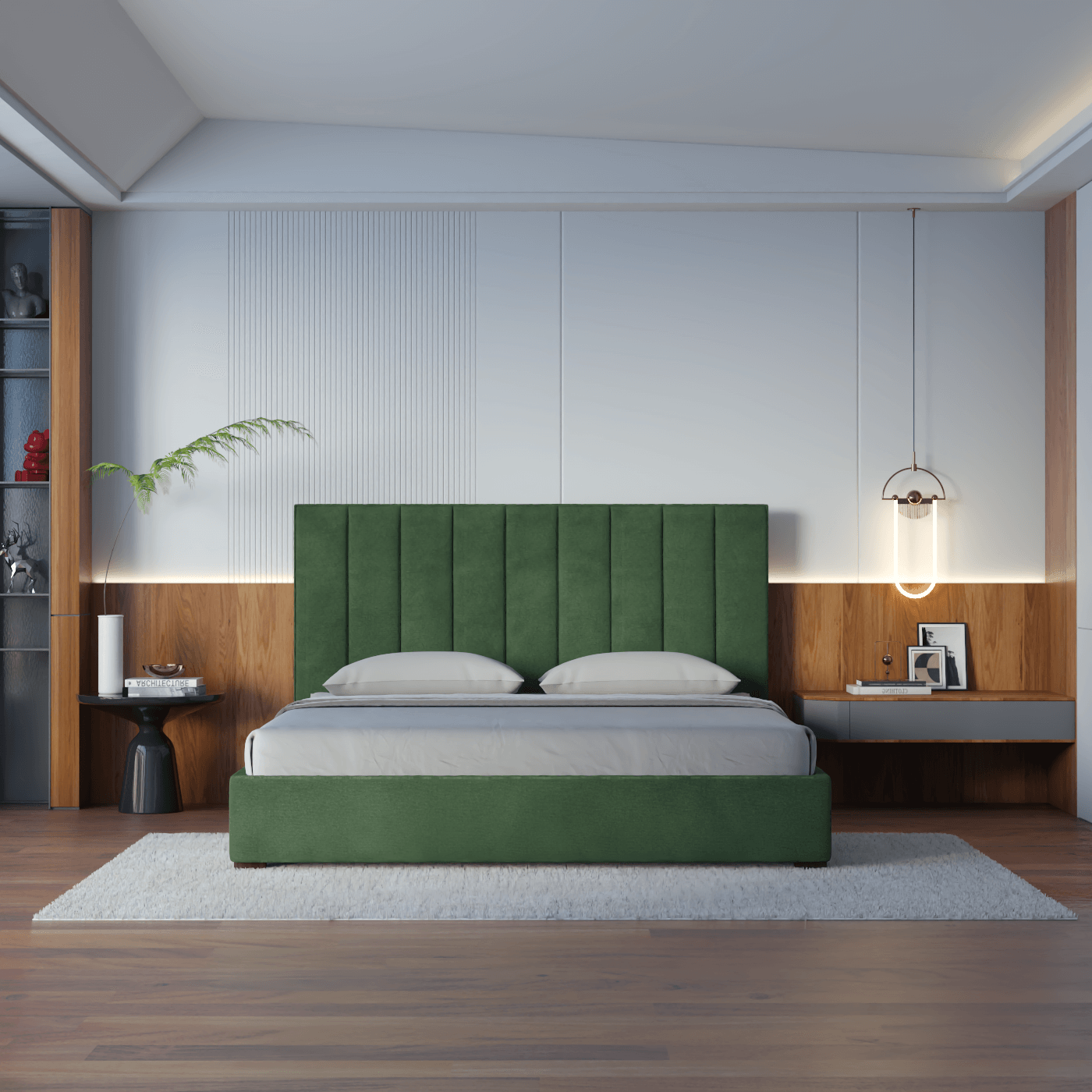 Ava High Headboard Bed in Luxe Fabric