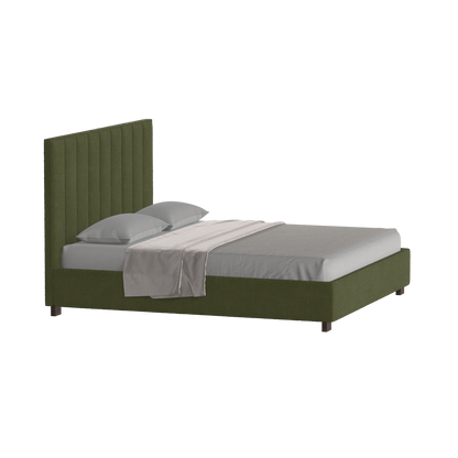 Lit à tête de lit haute Ava en tissu de luxe