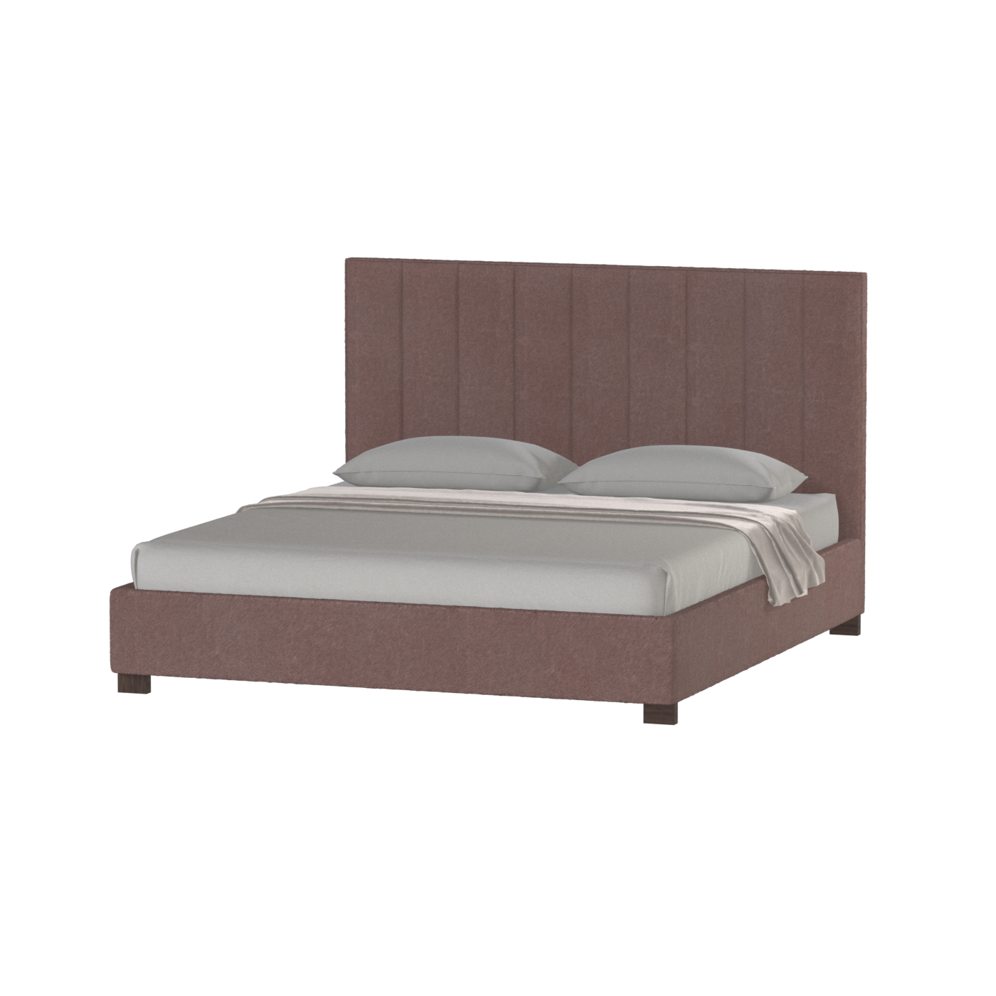 Lit à tête de lit haute Ava en tissu de luxe