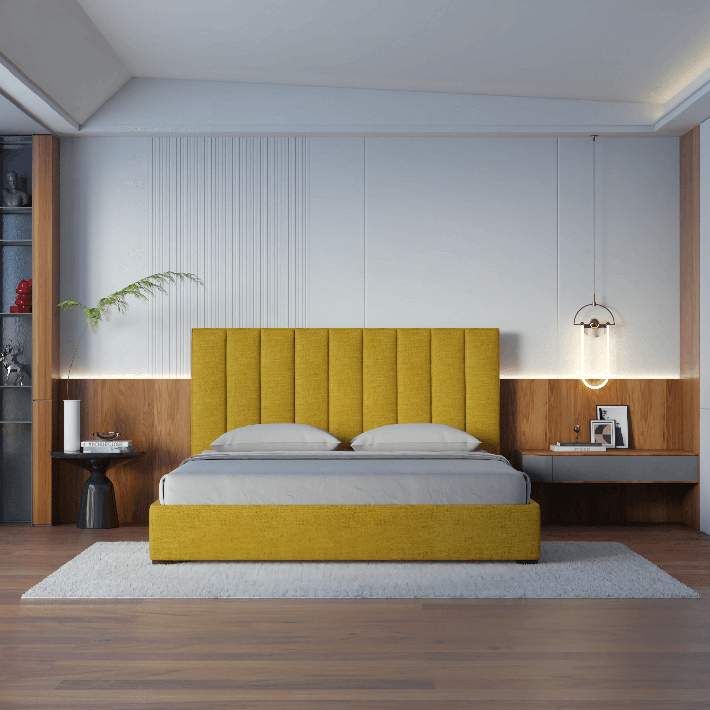 Ava High Headboard Bed in Luxe Fabric