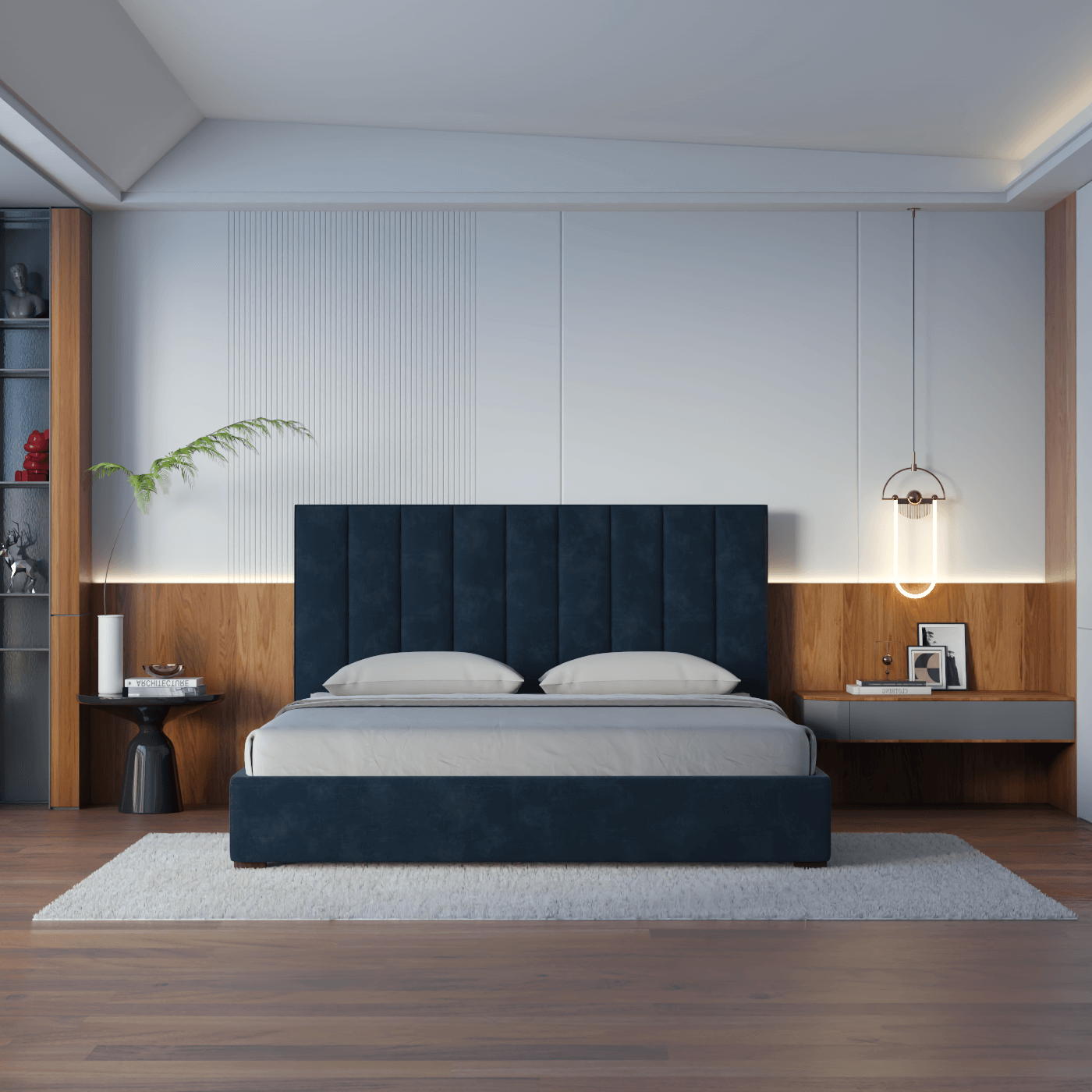 Ava High Headboard Bed in Luxe Fabric