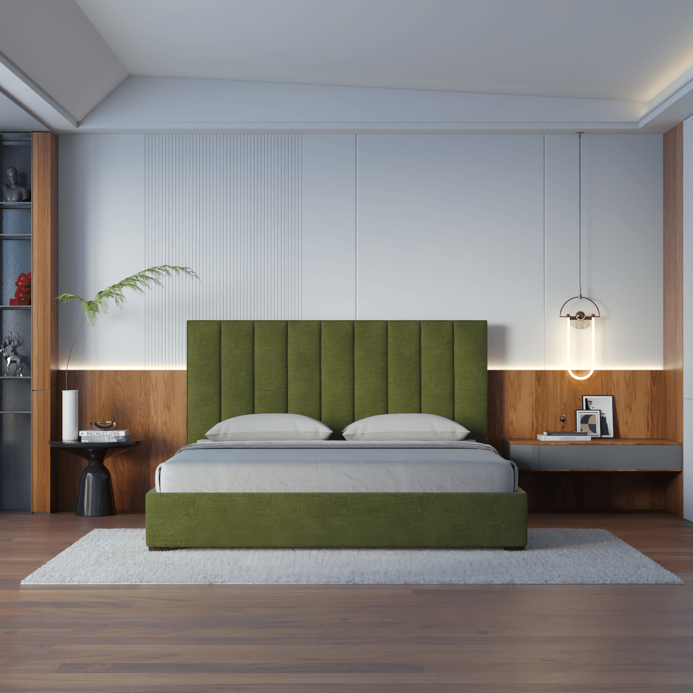 Ava High Headboard Bed in Luxe Fabric