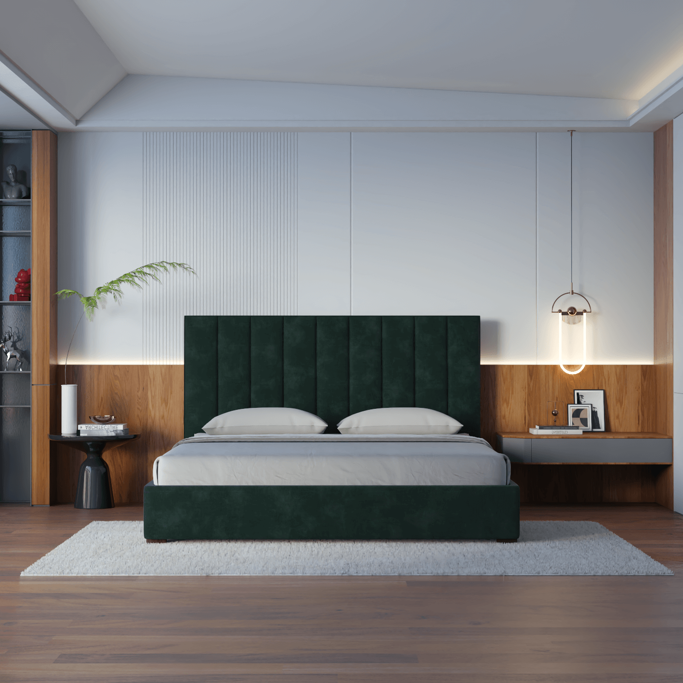 Ava High Headboard Bed in Luxe Fabric