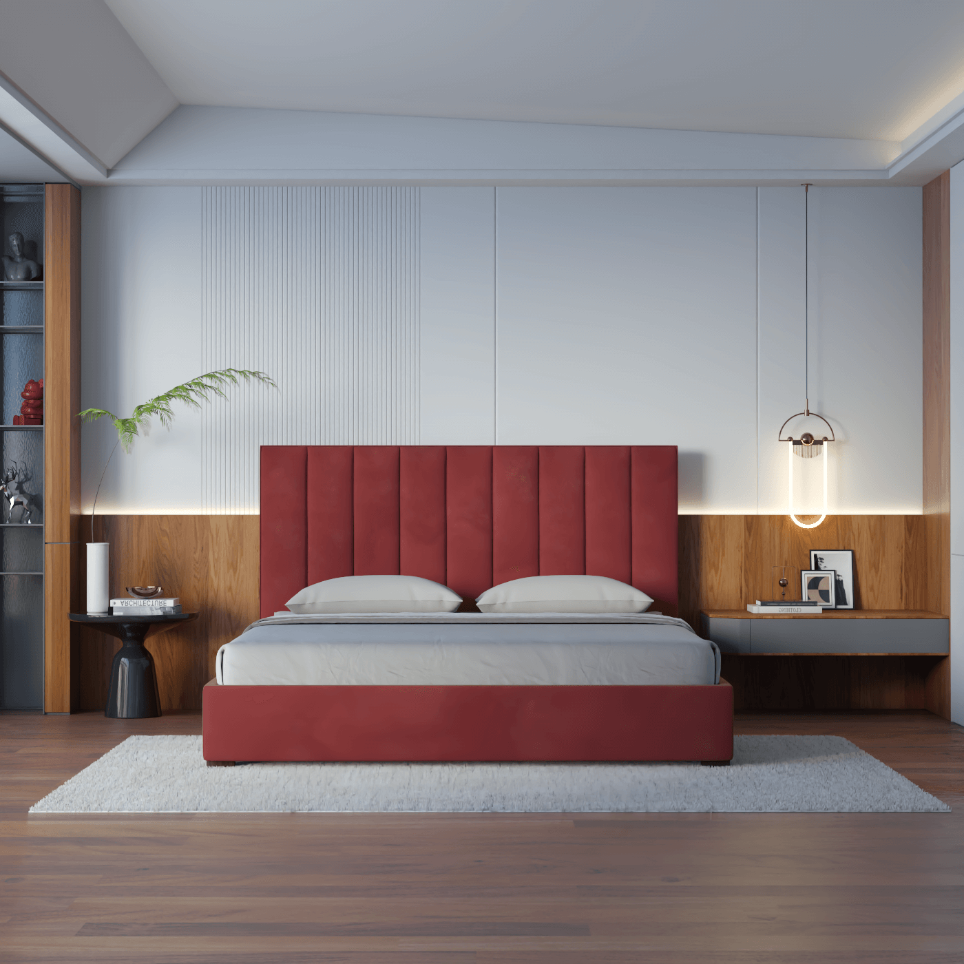 Ava High Headboard Bed in Luxe Fabric