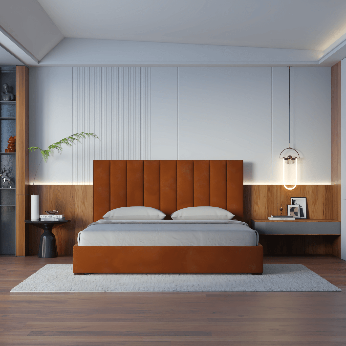 Ava High Headboard Bed in Luxe Fabric