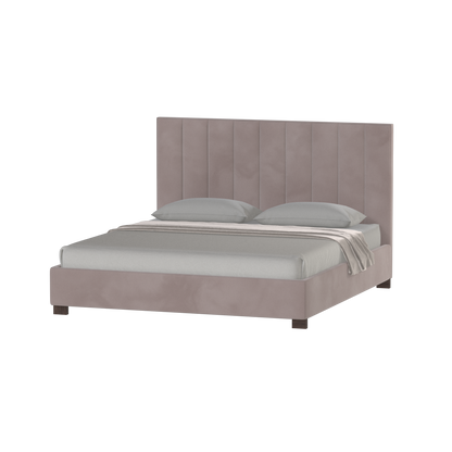 Lit à tête de lit haute Ava en tissu de luxe