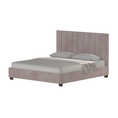 Lit à tête de lit haute Ava en tissu de luxe