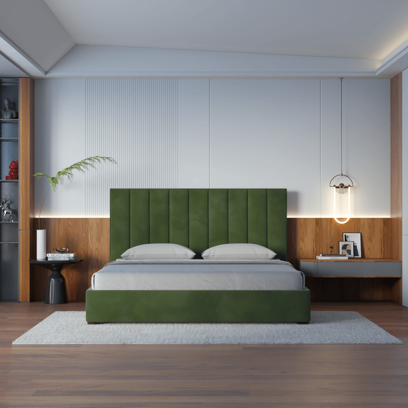 Ava High Headboard Bed in Luxe Fabric