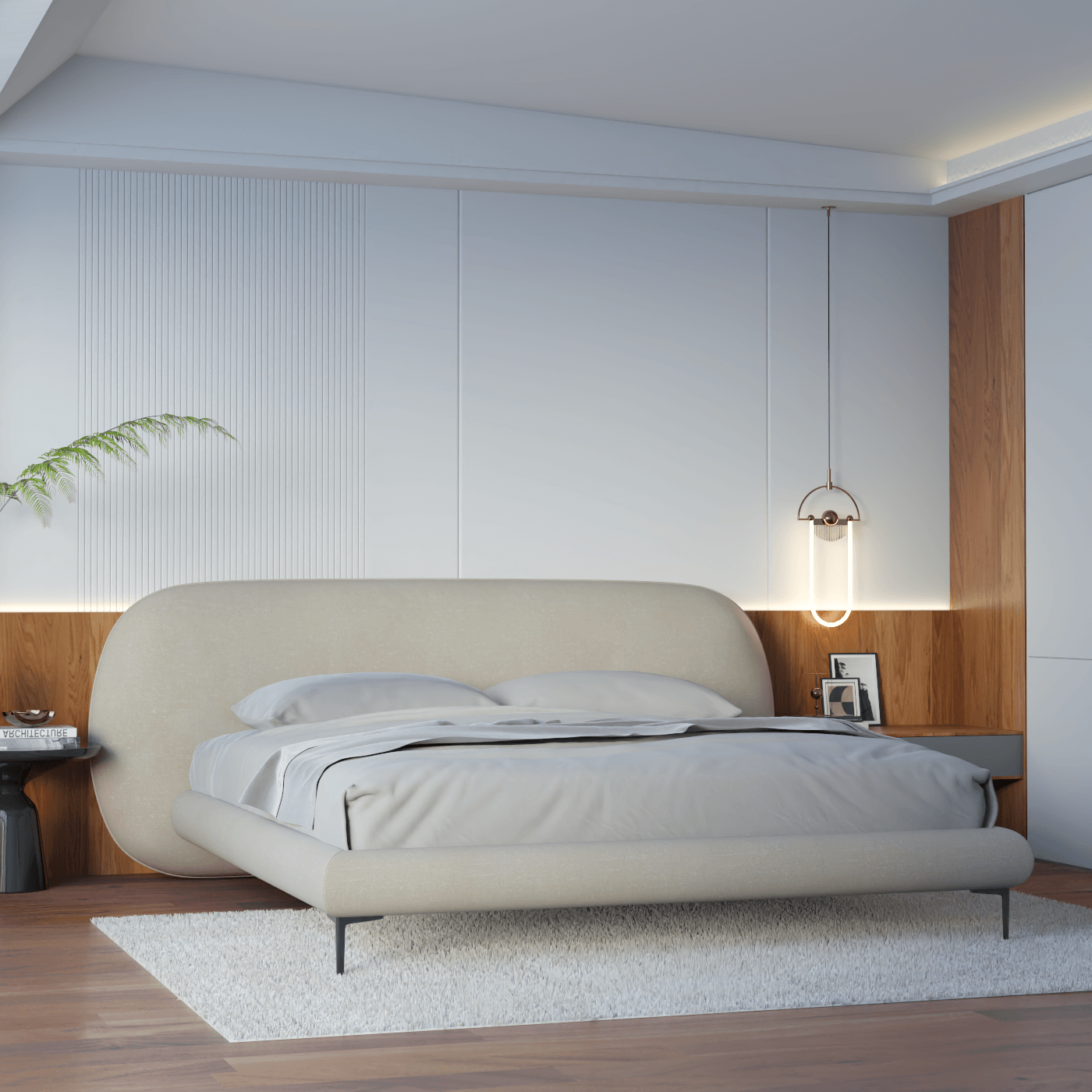 Bolzano Upholstered Bed with Curved Headboard