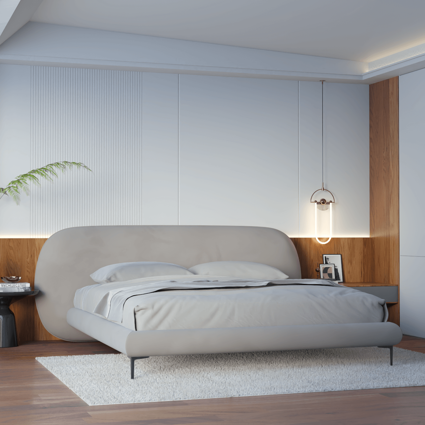 Bolzano Upholstered Bed with Curved Headboard