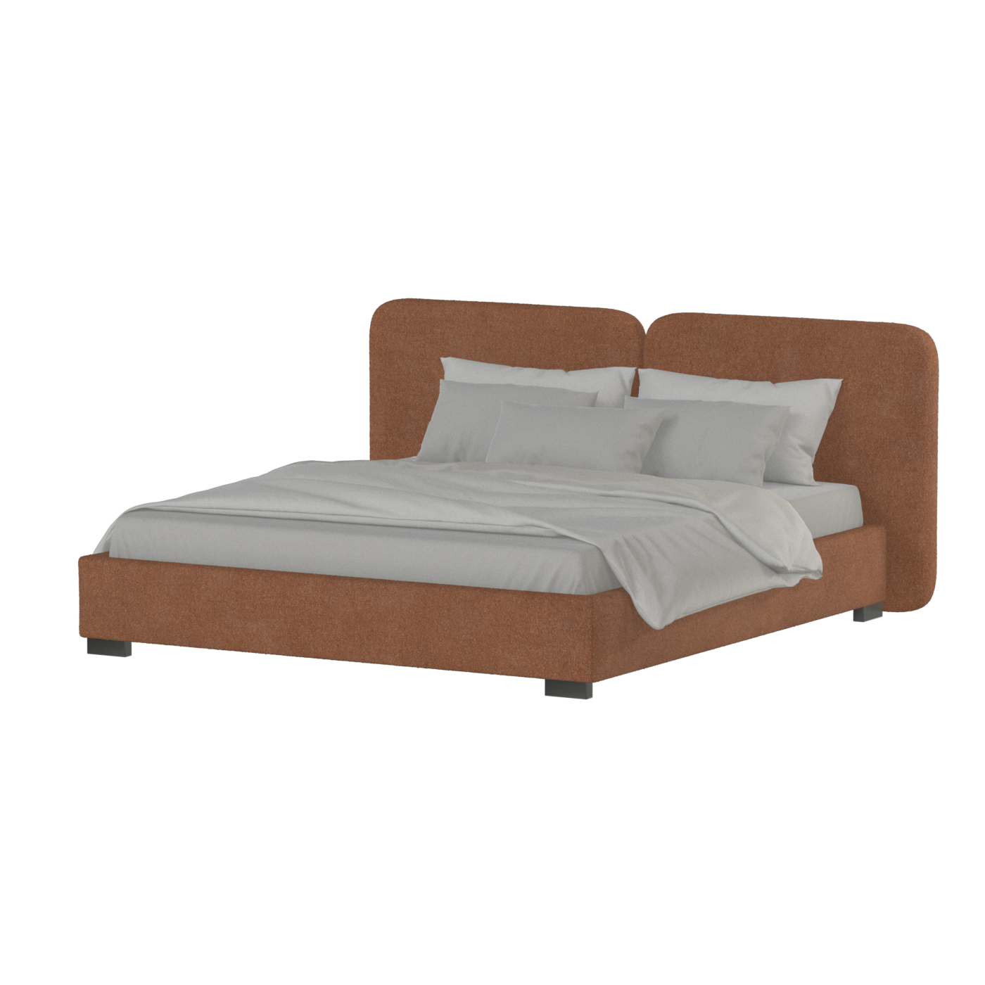 Chloe Upholstered Double Bed in Soft Woven Fabric