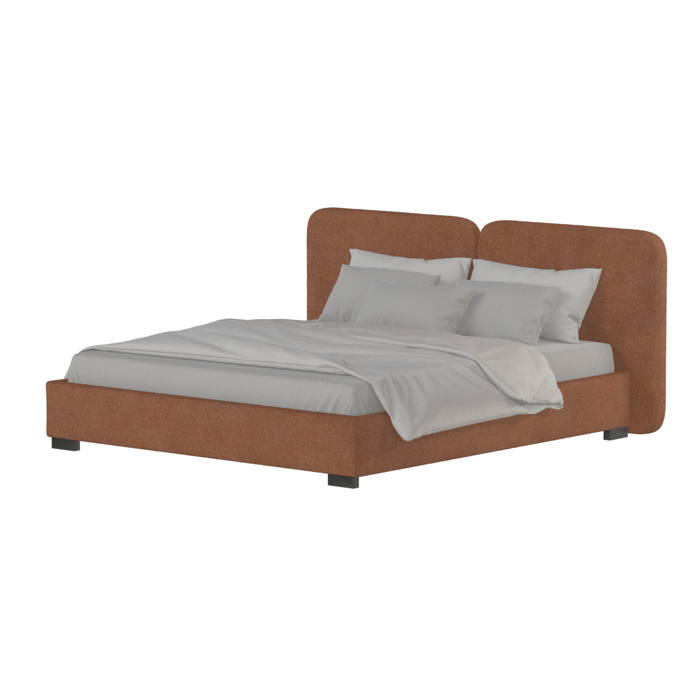 Chloe Upholstered Double Bed in Soft Woven Fabric