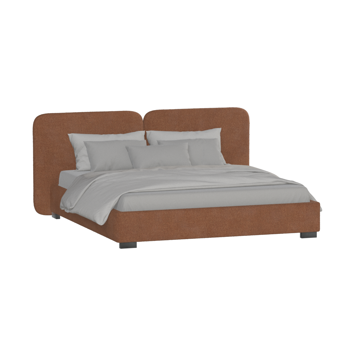 Chloe Upholstered Double Bed in Soft Woven Fabric