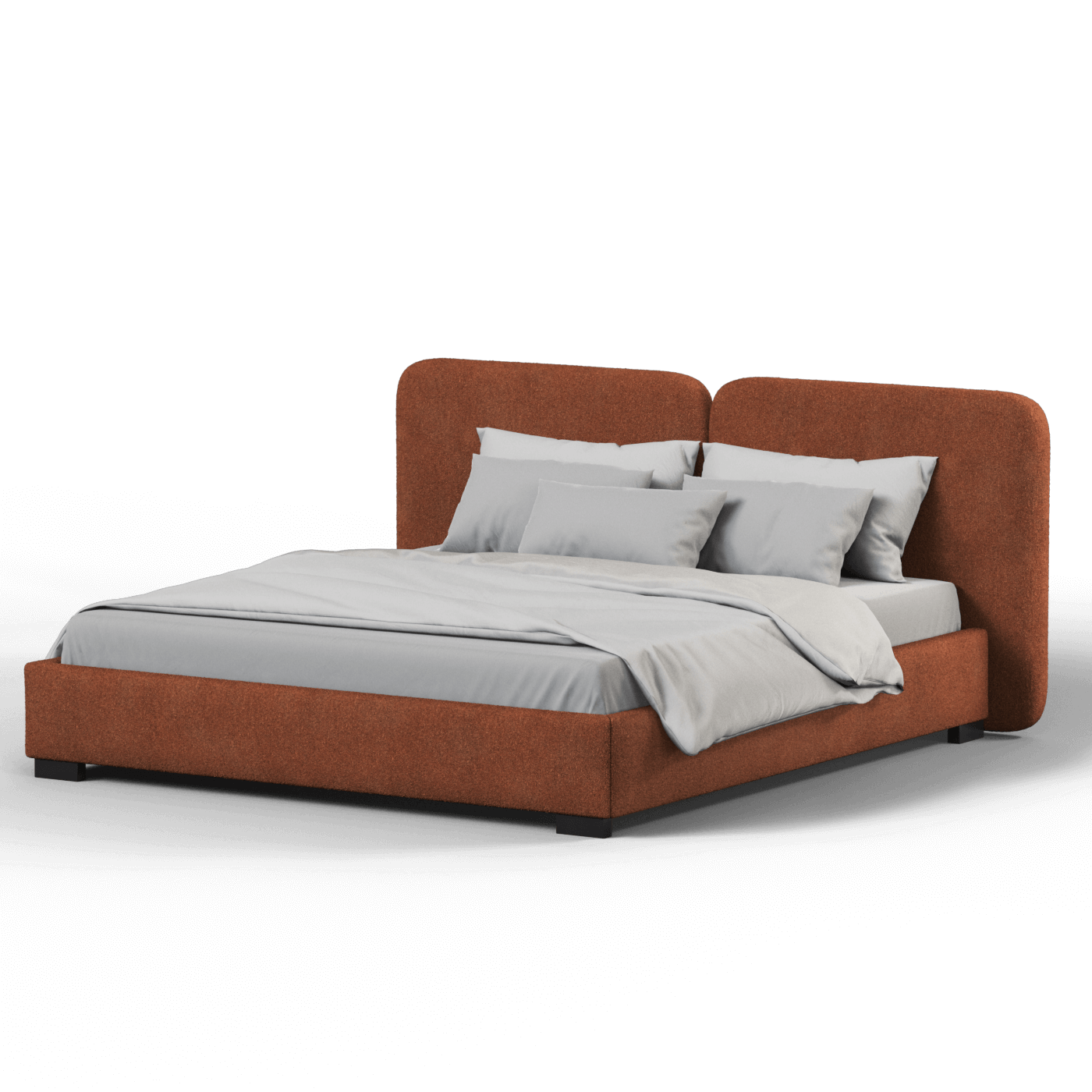 Chloe Upholstered Double Bed in Soft Woven Fabric