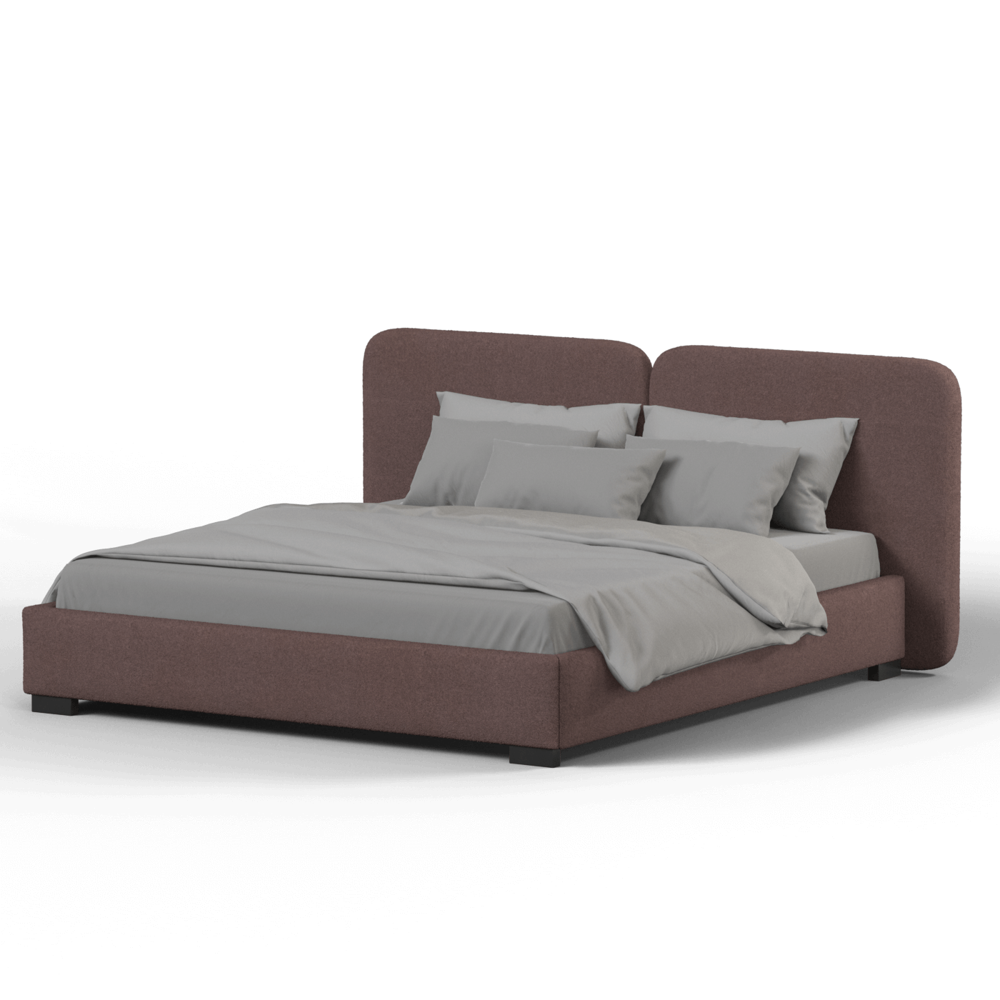 Chloe Upholstered Double Bed in Soft Woven Fabric