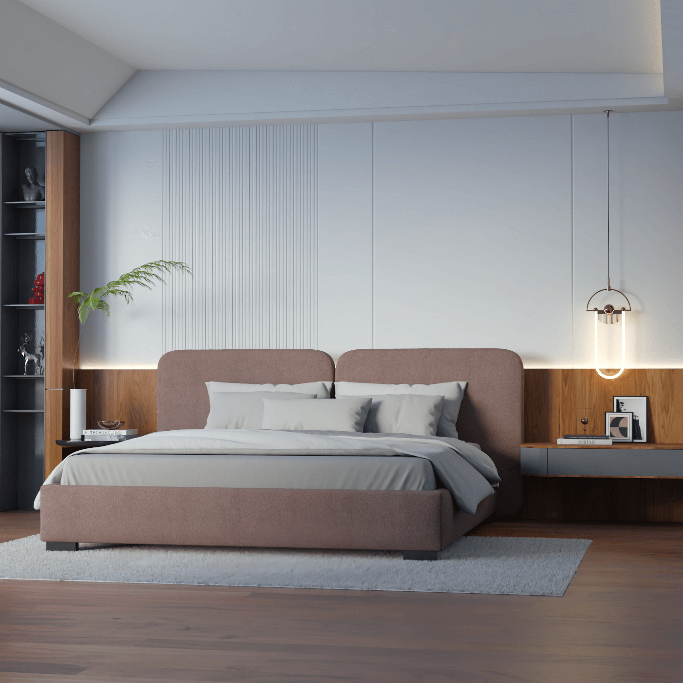 Chloe Upholstered Double Bed in Soft Woven Fabric