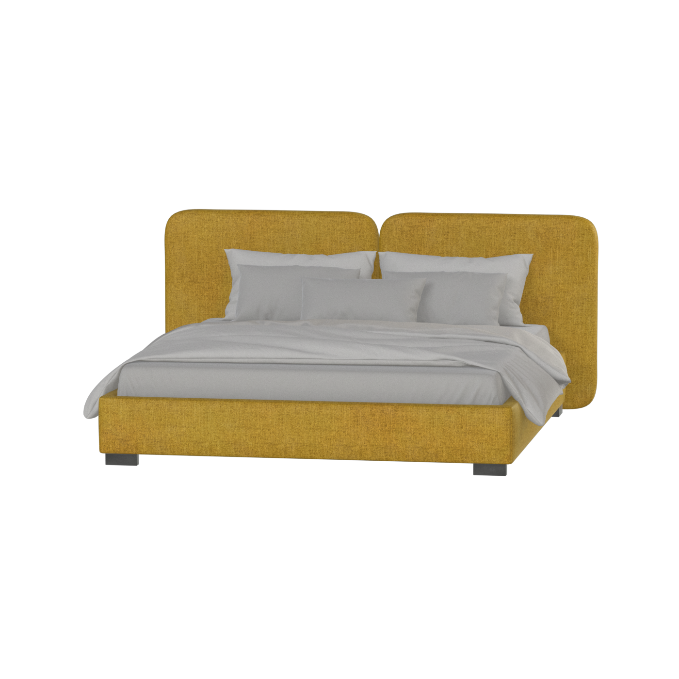 Lit double rembourré Chloé en tissu tissé doux