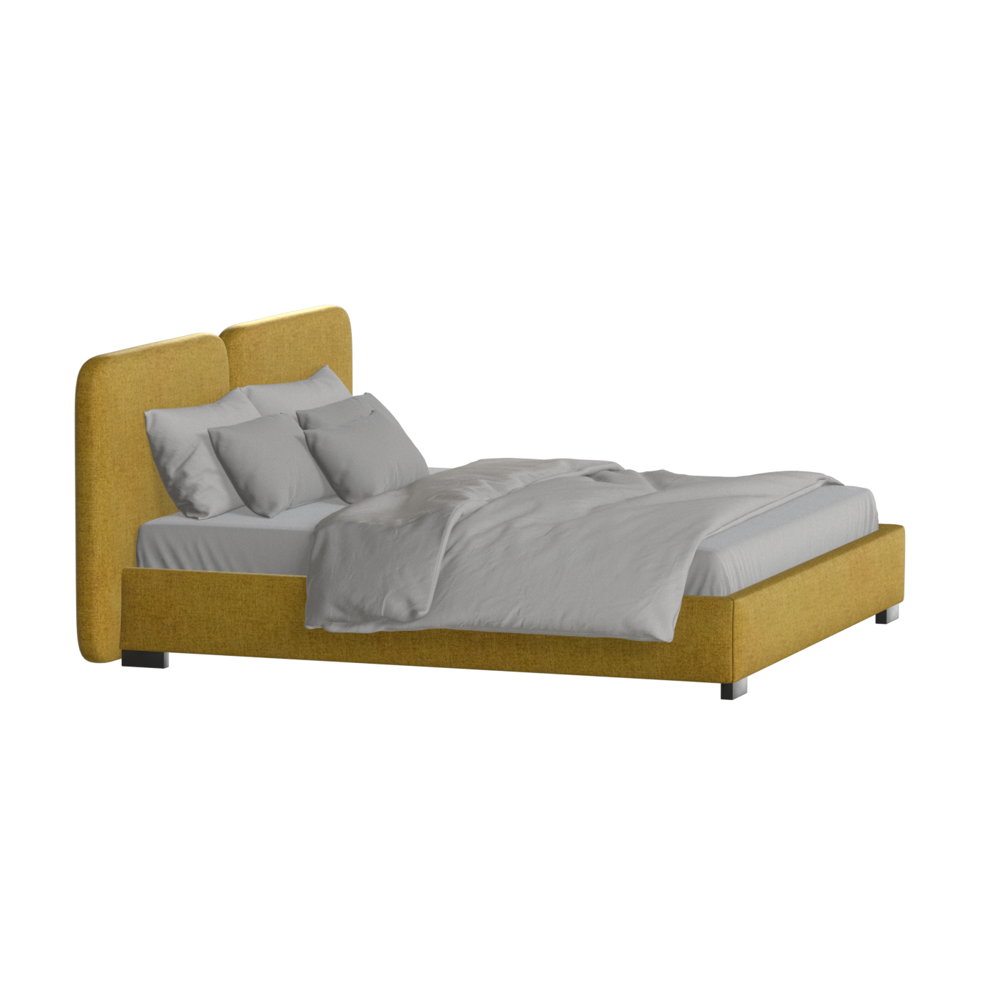 Chloe Upholstered Double Bed in Soft Woven Fabric