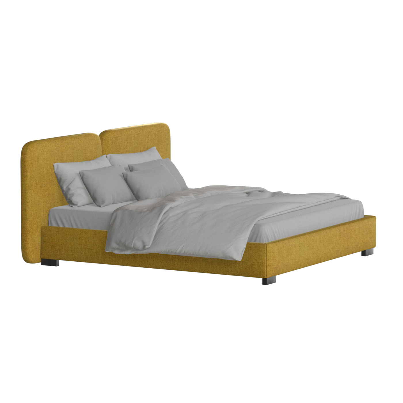 Chloe Upholstered Double Bed in Soft Woven Fabric