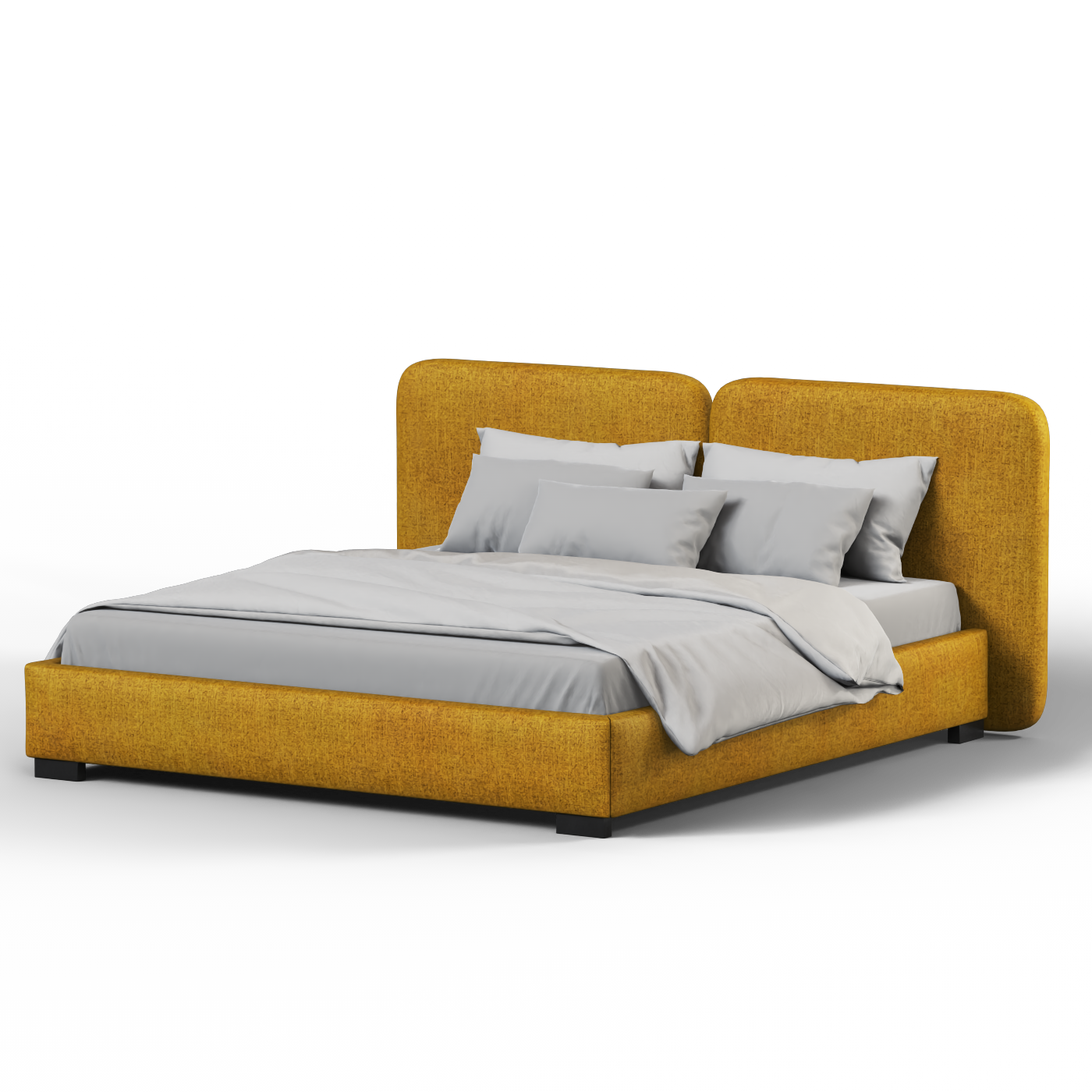 Chloe Upholstered Double Bed in Soft Woven Fabric