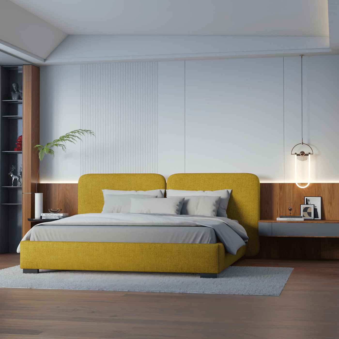 Chloe Upholstered Double Bed in Soft Woven Fabric