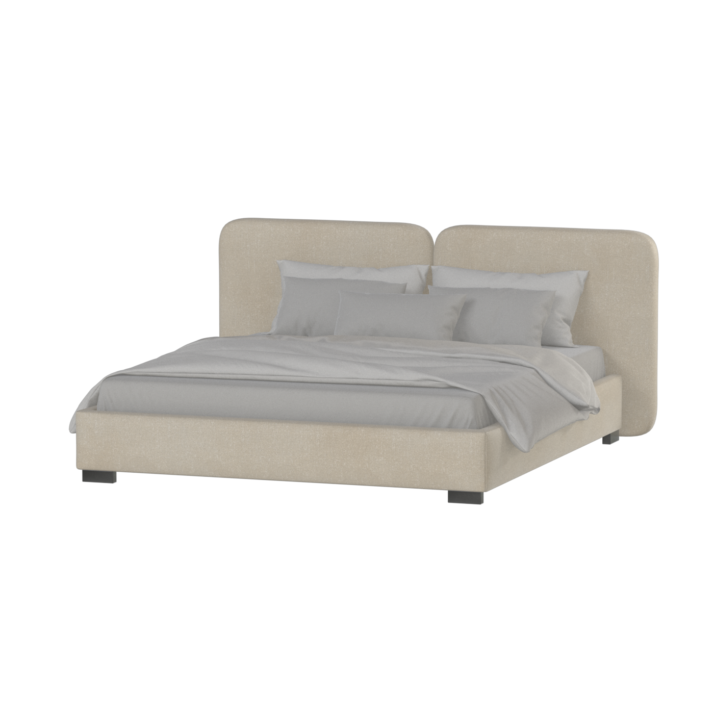 Chloe Upholstered Double Bed in Soft Woven Fabric