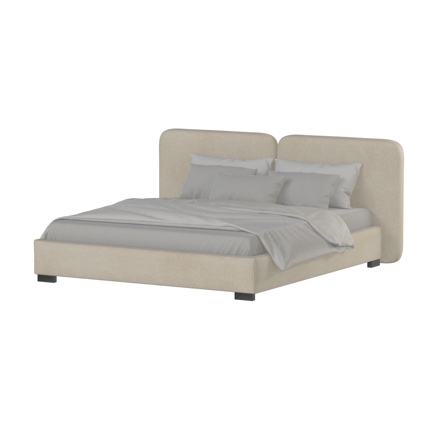 Chloe Upholstered Double Bed in Soft Woven Fabric